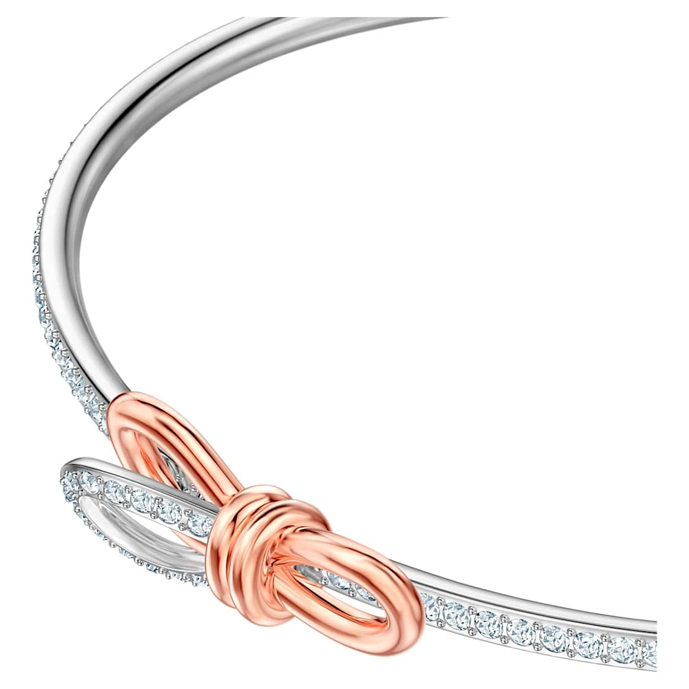 Lifelong Bow bangle, Bow, White, Mixed metal finish by SWAROVSKI