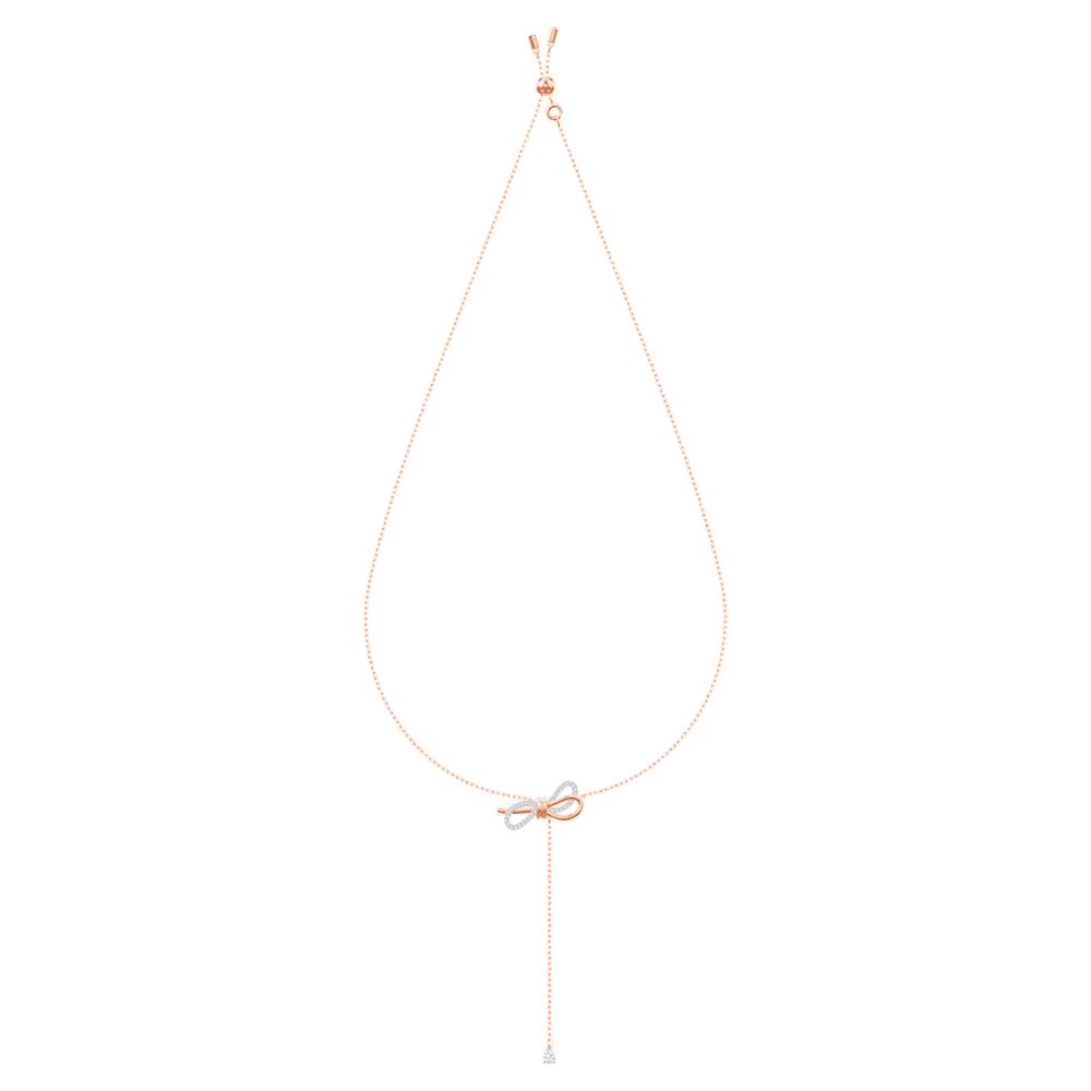 Lifelong Bow necklace, Bow, White, Mixed metal finish by SWAROVSKI