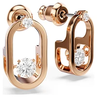Swarovski Sparkling Dance stud earrings, Round cut, Oval shape, White, Rose gold-tone plated by SWAROVSKI