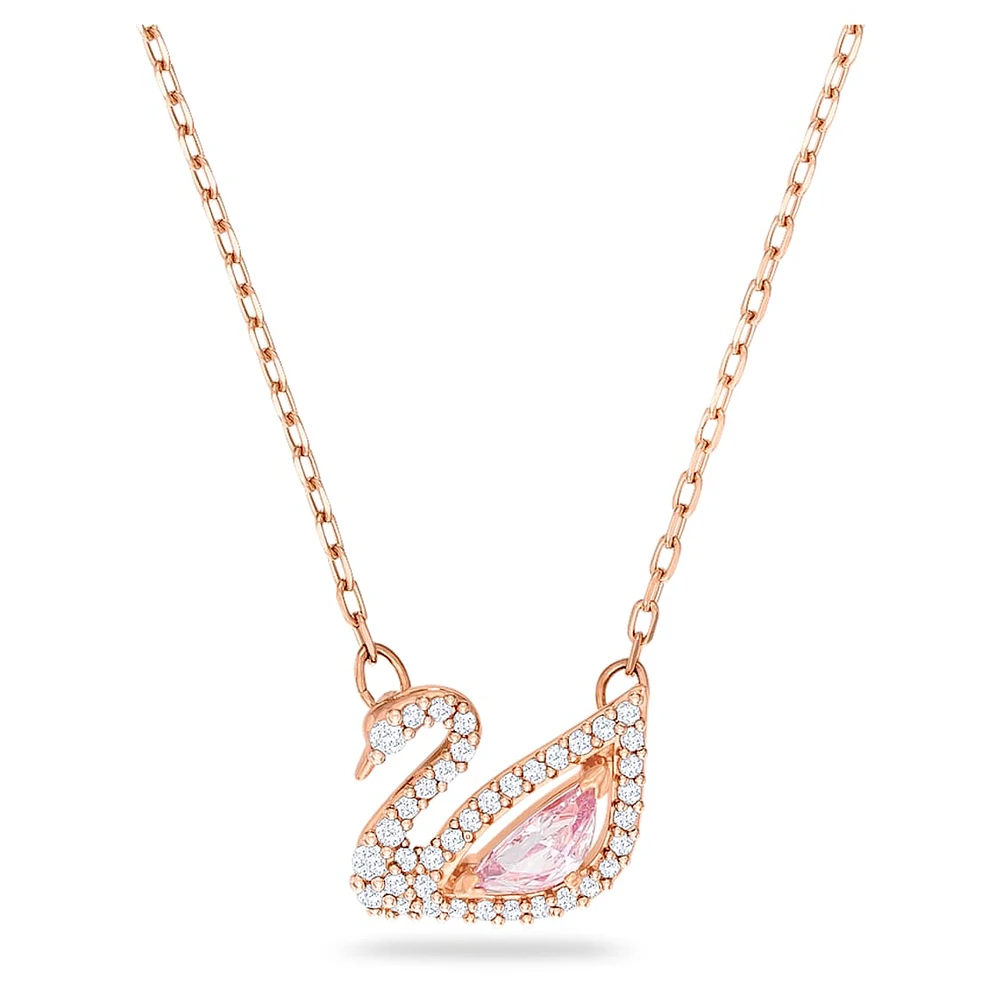 Dazzling Swan necklace, Swan, Pink, Rose gold-tone plated by SWAROVSKI
