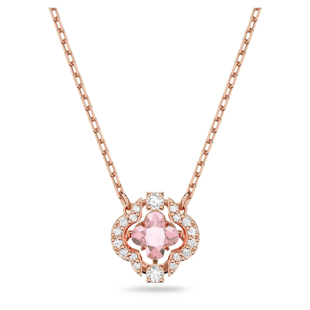 Una necklace, Clover, Pink, Rose gold-tone plated by SWAROVSKI