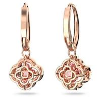 Una drop earrings, Clover, Pink, Rose gold-tone plated by SWAROVSKI
