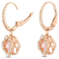 Una drop earrings, Clover, Pink, Rose gold-tone plated by SWAROVSKI