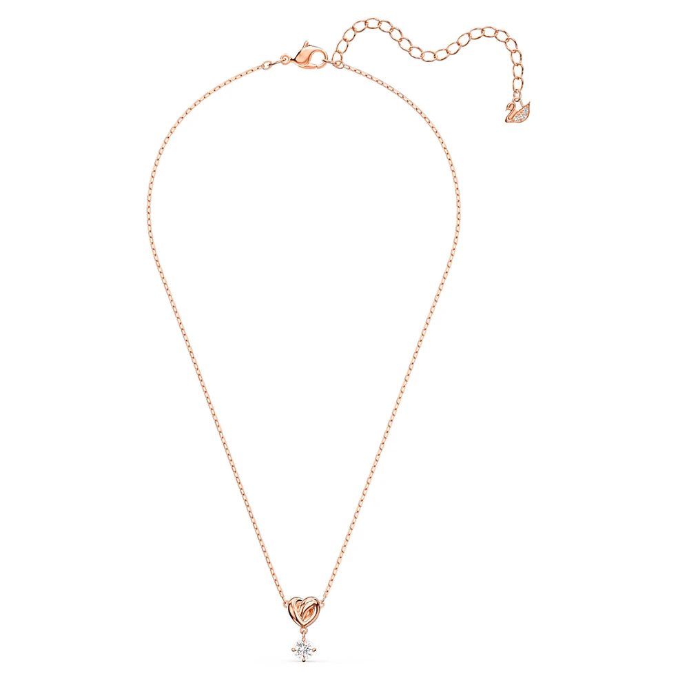 Lifelong Heart pendant, White, Rose gold-tone plated by SWAROVSKI