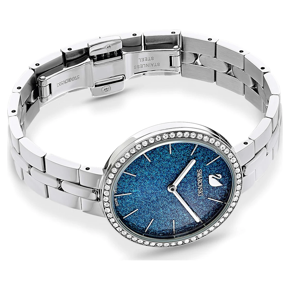Cosmopolitan watch, Swiss Made, Metal bracelet, Blue, Stainless steel by SWAROVSKI