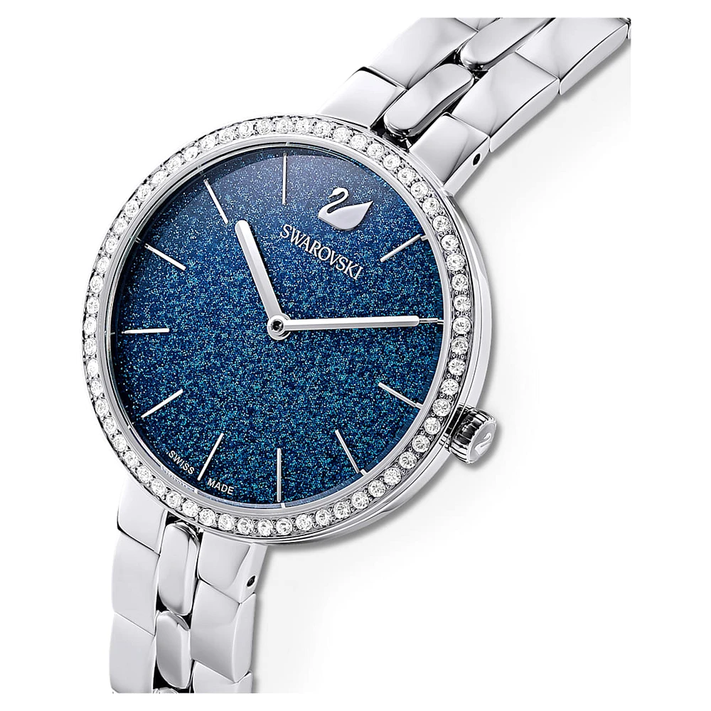 Cosmopolitan watch, Swiss Made, Metal bracelet, Blue, Stainless steel by SWAROVSKI