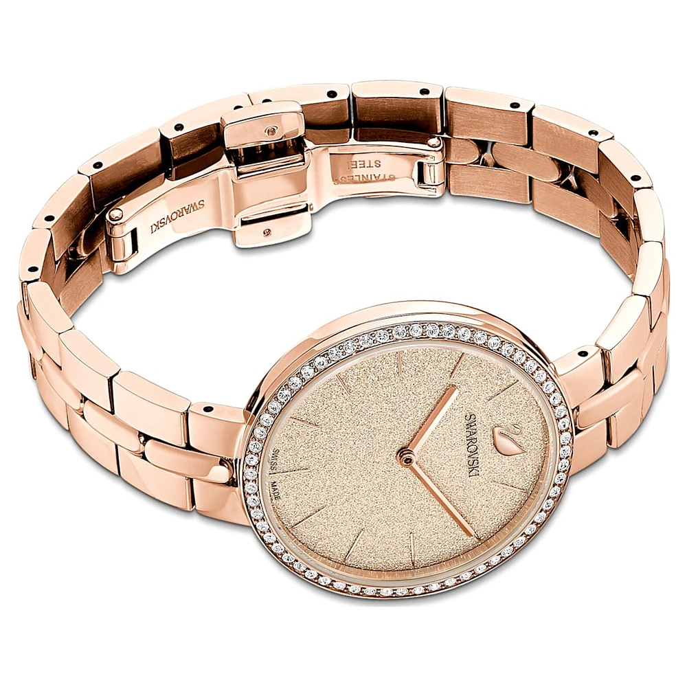 Cosmopolitan watch, Swiss Made, Metal bracelet, Pink, Rose gold-tone finish by SWAROVSKI