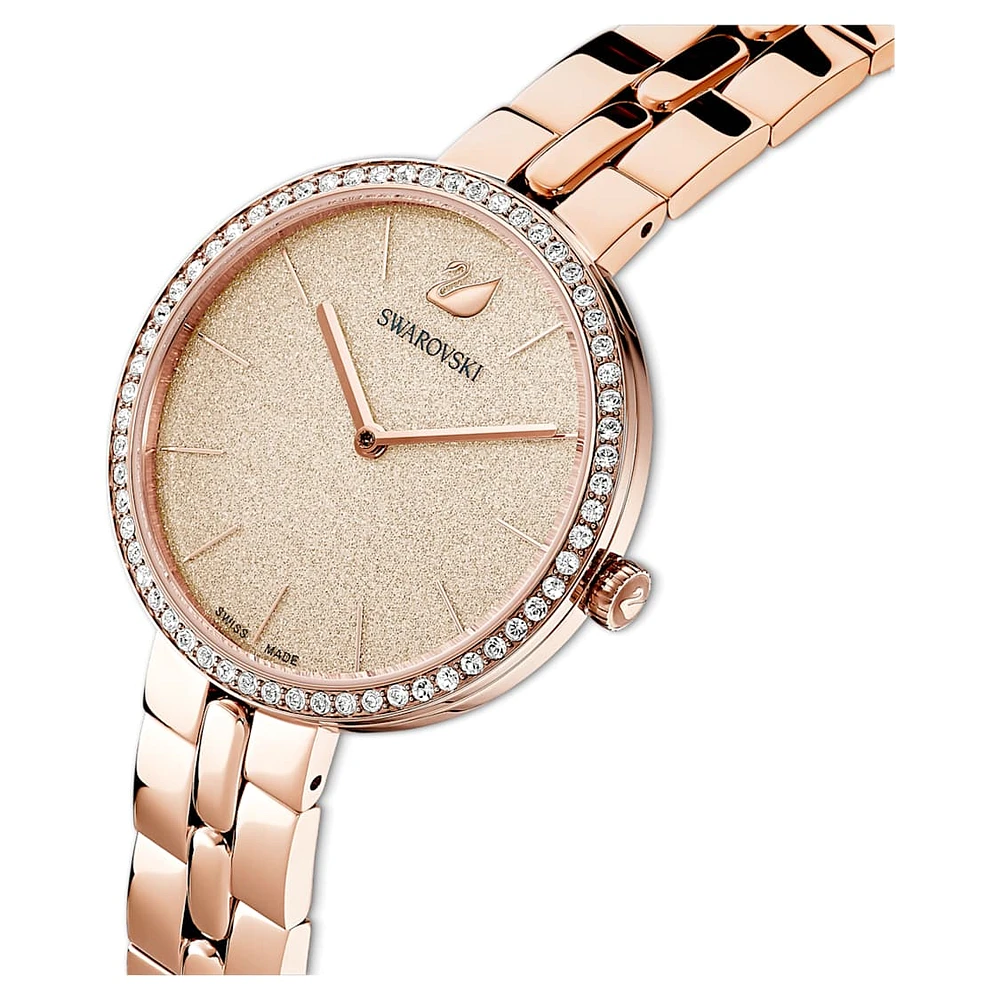 Cosmopolitan watch, Swiss Made, Metal bracelet, Pink, Rose gold-tone finish by SWAROVSKI