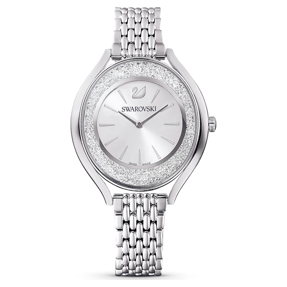 Crystalline Aura watch, Swiss Made, Metal bracelet, Silver Tone, Stainless steel by SWAROVSKI