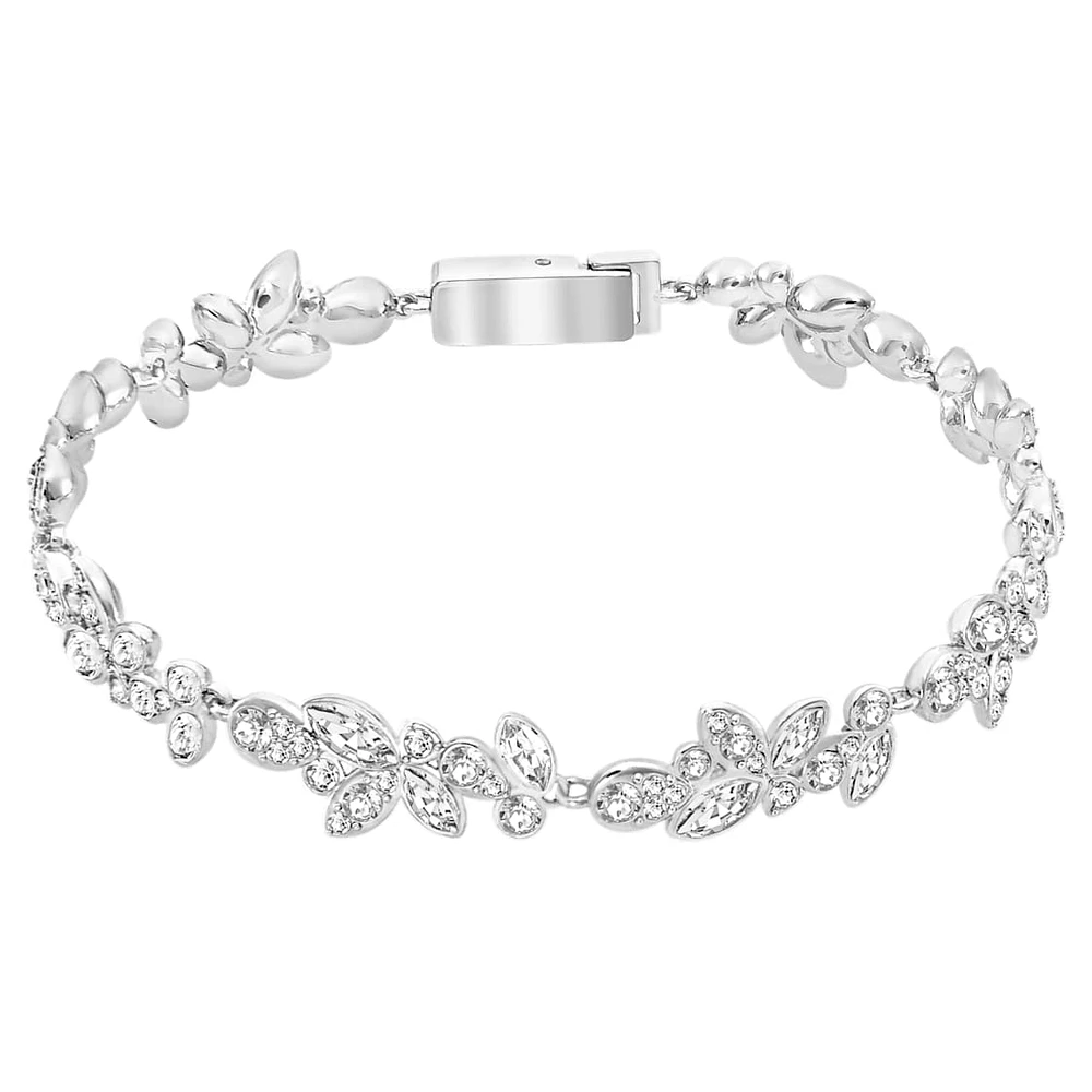Diapason bracelet, Mixed cuts, White, Rhodium plated by SWAROVSKI
