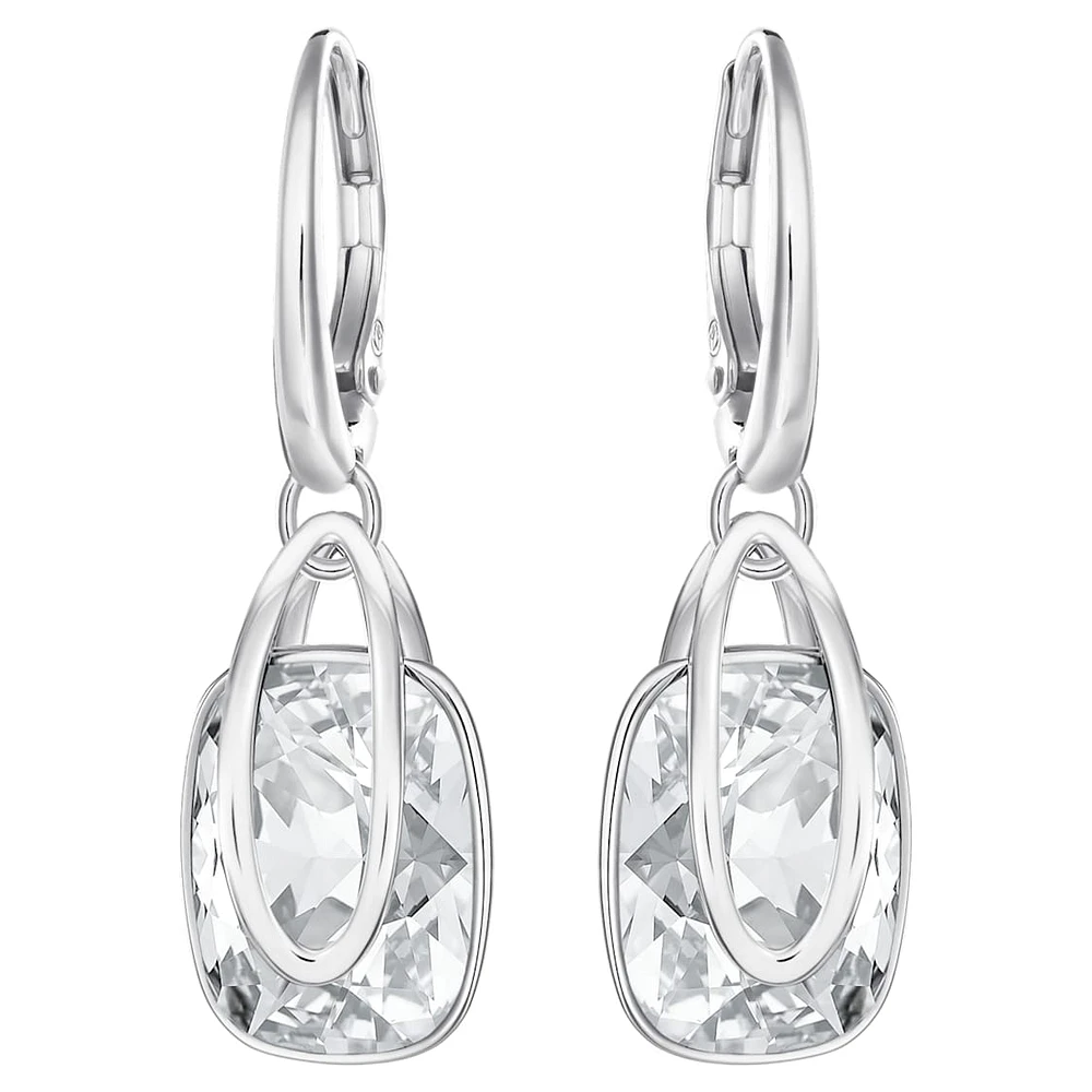 Holding drop earrings, White, Rhodium plated by SWAROVSKI