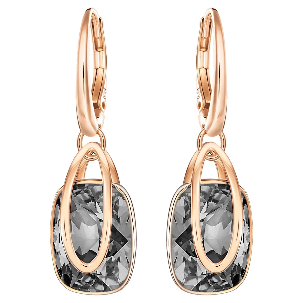 Holding drop earrings, Grey, Rose gold-tone plated by SWAROVSKI