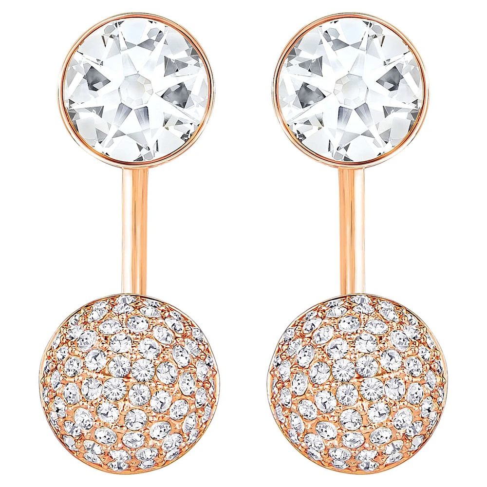Forward earring jackets, Round cut, White, Rose gold-tone plated by SWAROVSKI