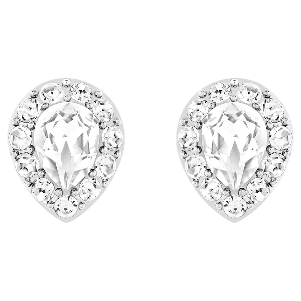 Latisha earring jackets, Pear cut, White, Rhodium plated by SWAROVSKI