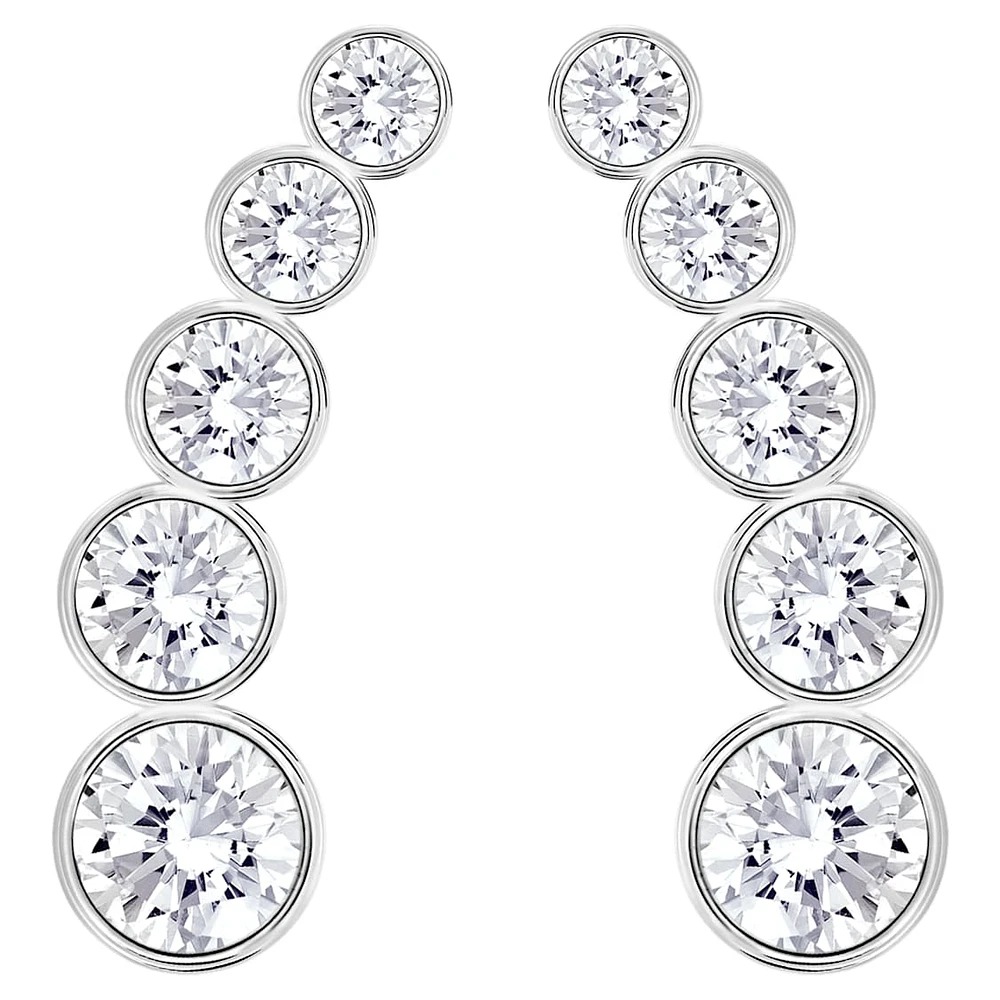 Harley ear cuffs, Round cut, White, Rhodium plated by SWAROVSKI