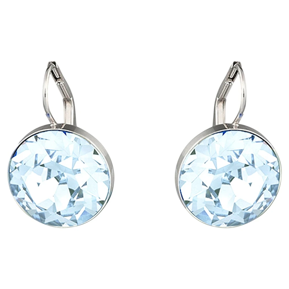 Bella drop earrings, Blue, Rhodium plated by SWAROVSKI