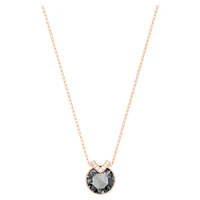 Bella V pendant, Round cut, Gray, Rose gold-tone plated by SWAROVSKI