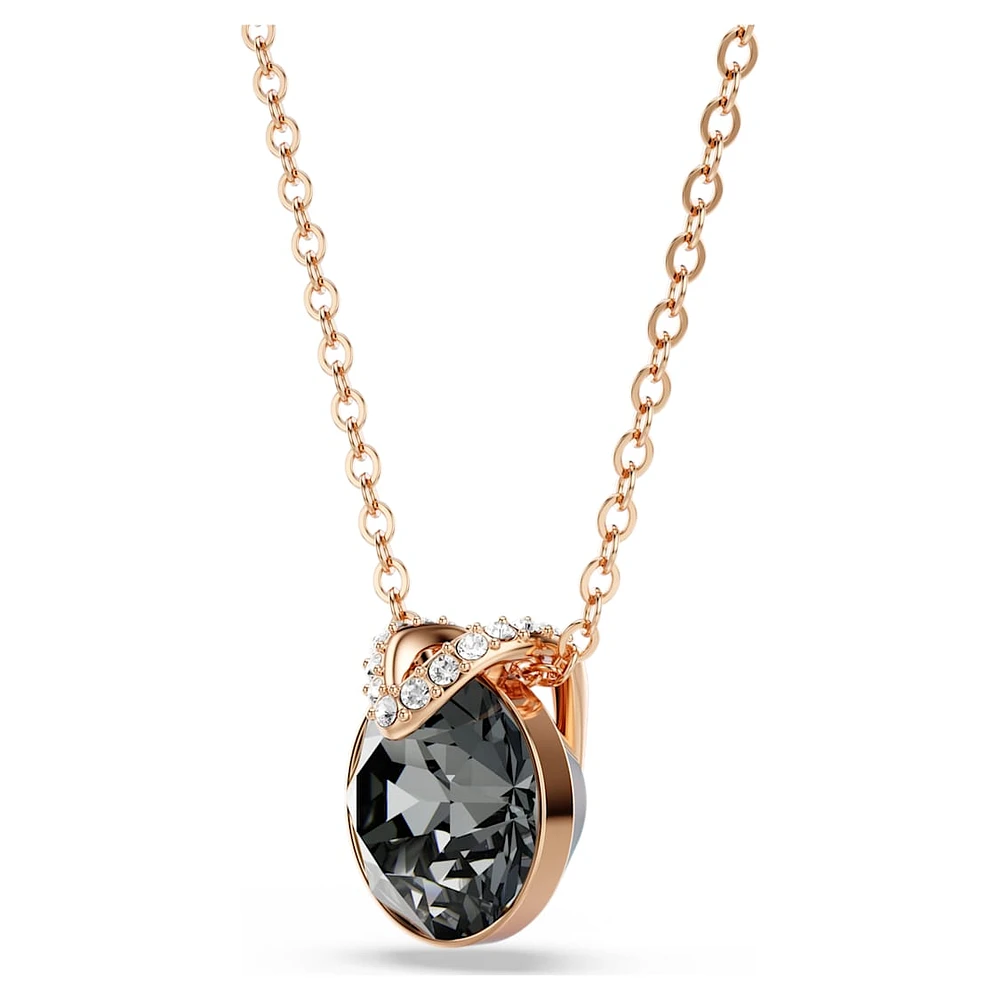 Bella V pendant, Round cut, Grey, Rose gold-tone plated by SWAROVSKI