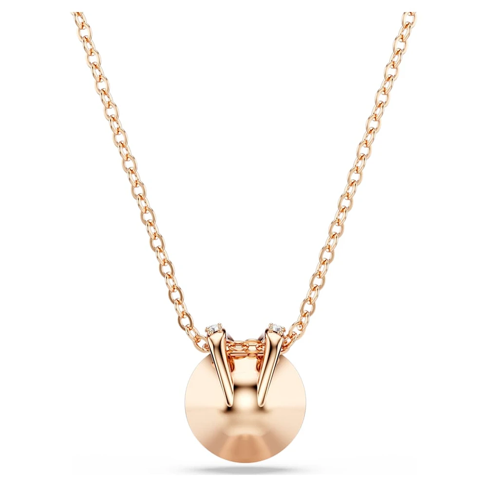 Bella V pendant, Round cut, Grey, Rose gold-tone plated by SWAROVSKI