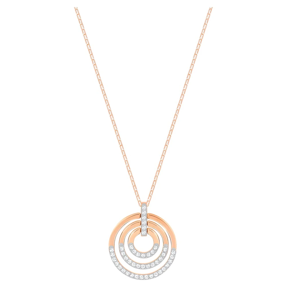 Circle pendant, Round shape, White, Mixed metal finish by SWAROVSKI