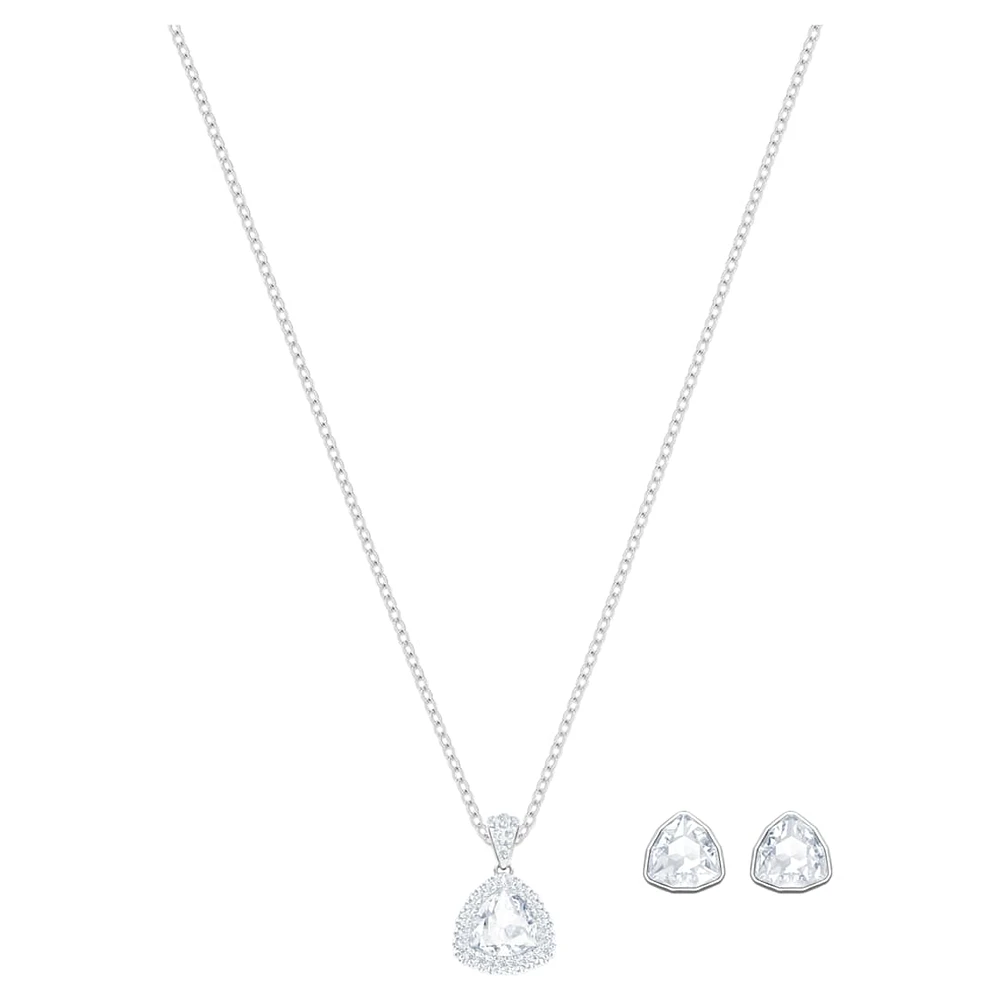 Begin set, Trilliant cut, White, Rhodium plated by SWAROVSKI