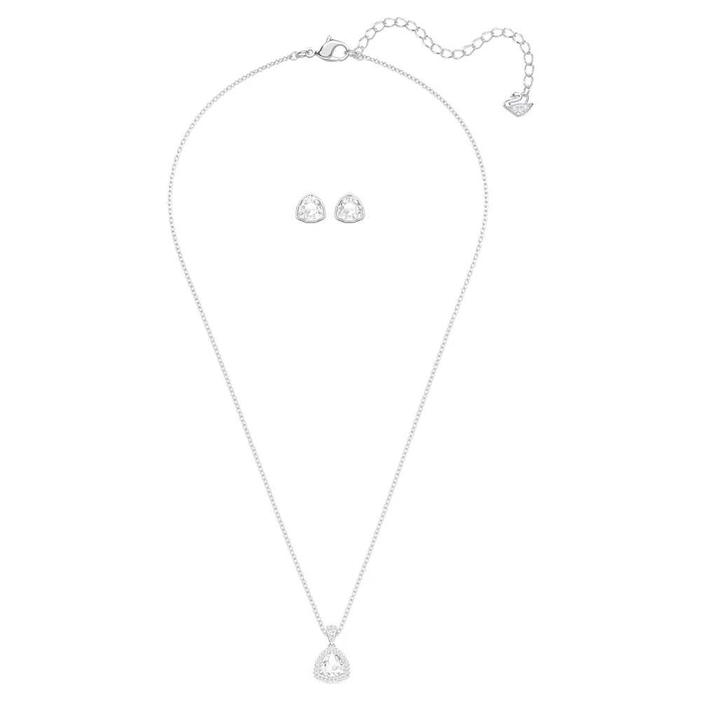 Begin set, Trilliant cut, White, Rhodium plated by SWAROVSKI