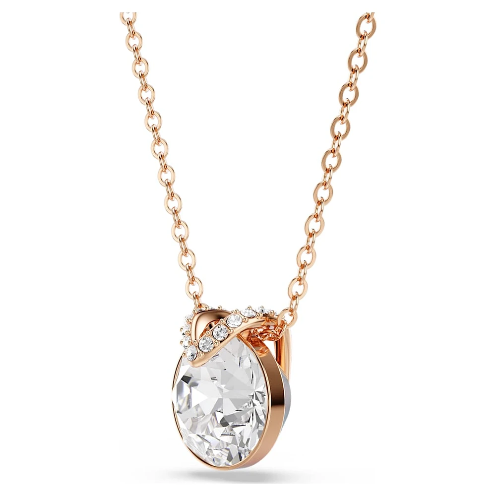 Bella V pendant, Round cut, White, Rose gold-tone plated by SWAROVSKI