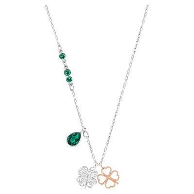 Symbolica pendant, Clover, Green, Mixed metal finish by SWAROVSKI