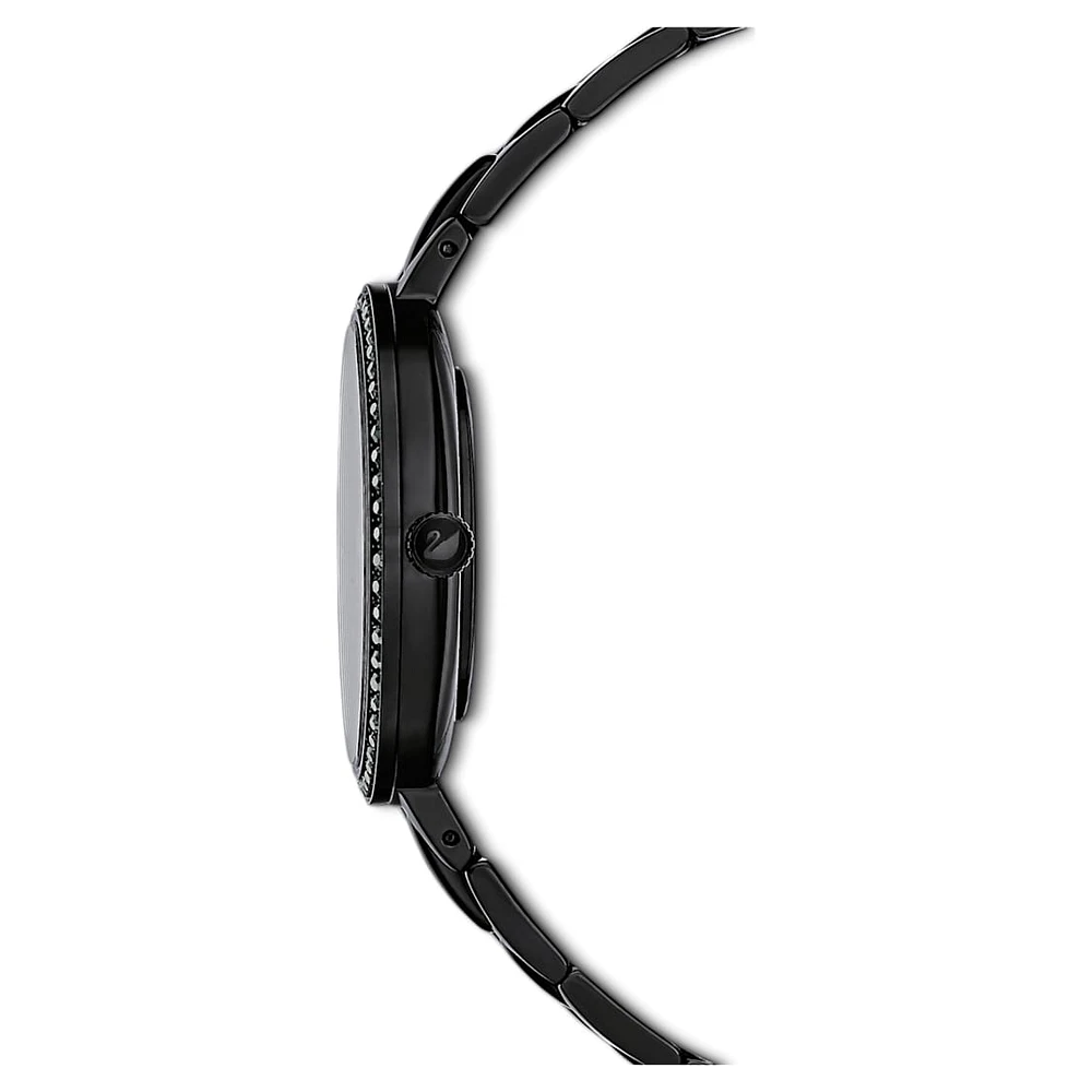 Cosmopolitan watch, Swiss Made, Metal bracelet, Black, Black finish by SWAROVSKI