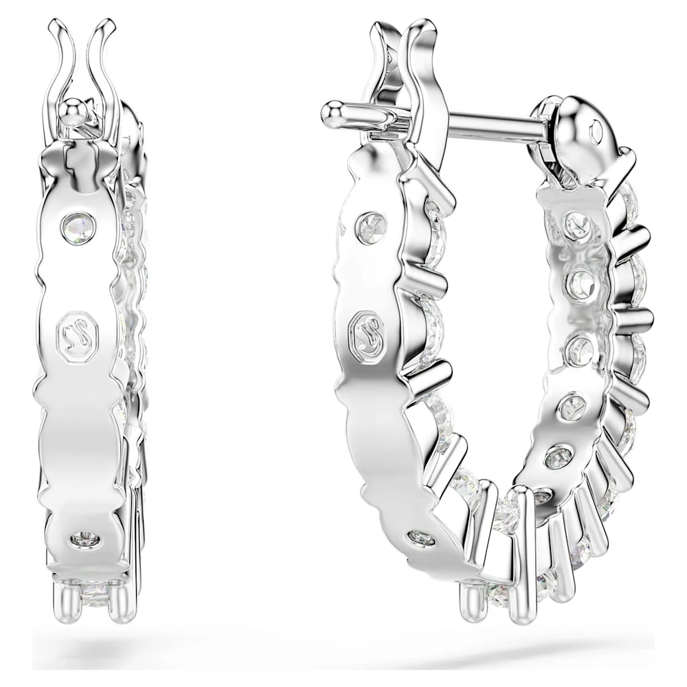 Vittore hoop earrings, Round cut, White, Rhodium plated by SWAROVSKI