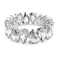 Vittore ring, Drop cut, White, Rhodium plated by SWAROVSKI