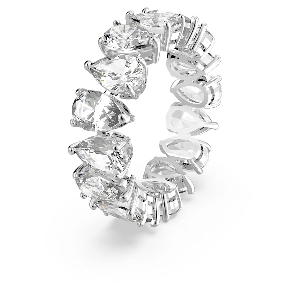 Vittore ring, Drop cut, White, Rhodium plated by SWAROVSKI