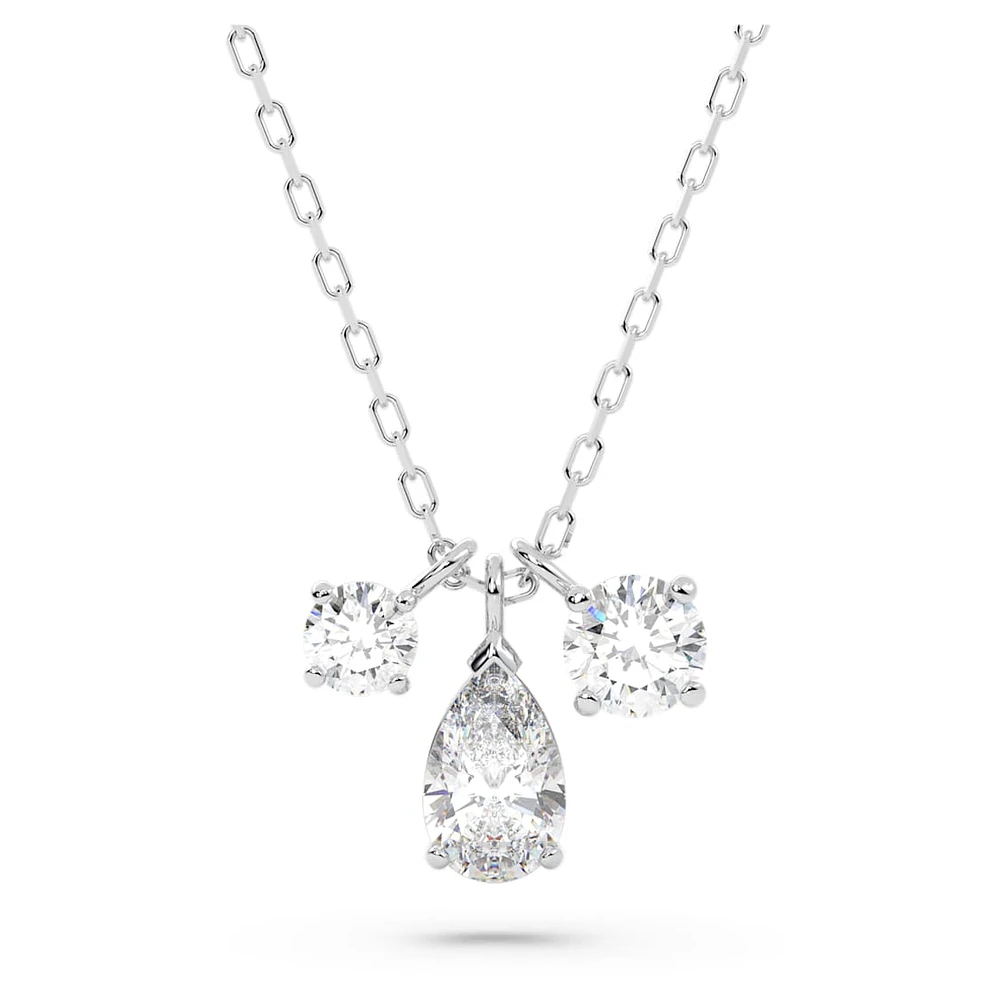 Attract pendant, Mixed cuts, Cluster, White, Rhodium plated by SWAROVSKI