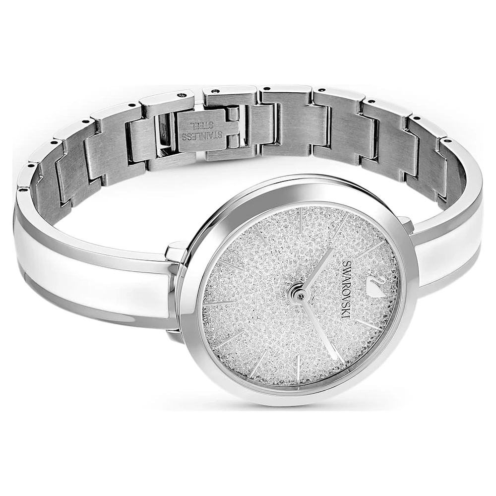 Crystalline Delight watch, Swiss Made, Metal bracelet, White, Stainless steel by SWAROVSKI