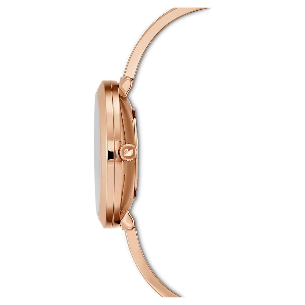 Crystalline delight watch, Swiss Made, Metal bracelet, White, Rose gold-tone finish by SWAROVSKI