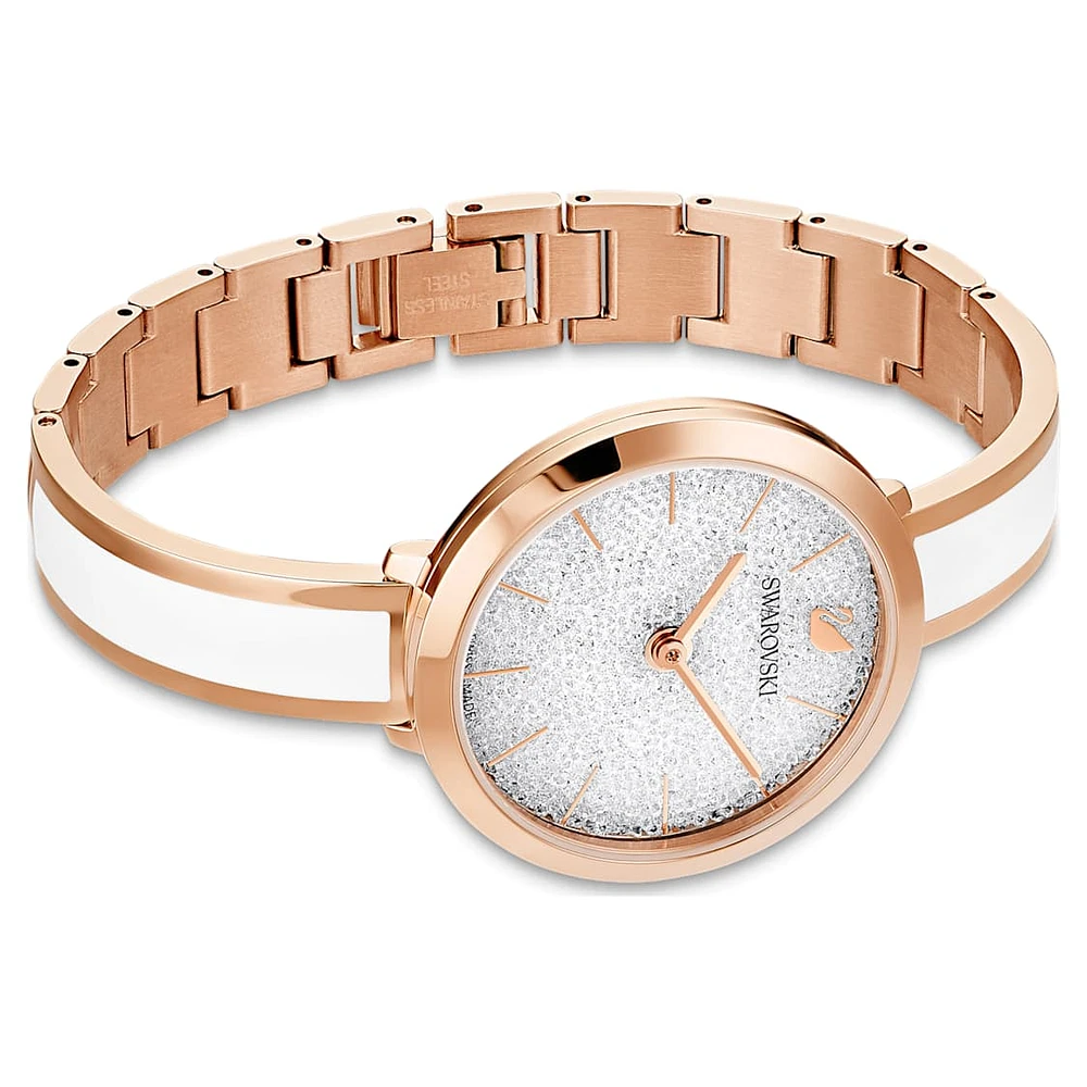 Crystalline delight watch, Swiss Made, Metal bracelet, White, Rose gold-tone finish by SWAROVSKI