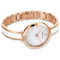 Crystalline delight watch, Swiss Made, Metal bracelet, White, Rose gold-tone finish by SWAROVSKI