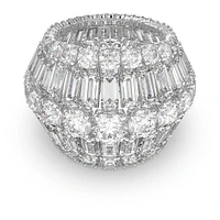 Hyperbola cocktail ring, Mixed cuts, White, Rhodium plated by SWAROVSKI