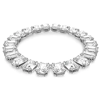Millenia Tennis necklace, Oversized crystals, Octagon cut, White, Rhodium plated by SWAROVSKI