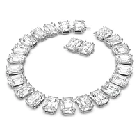 Millenia Tennis necklace, Oversized crystals, Octagon cut, White, Rhodium plated by SWAROVSKI