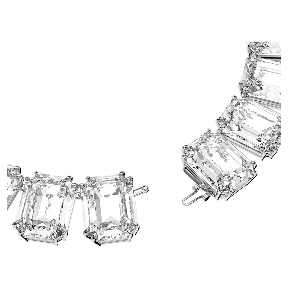 Millenia Tennis necklace, Oversized crystals, Octagon cut, White, Rhodium plated by SWAROVSKI