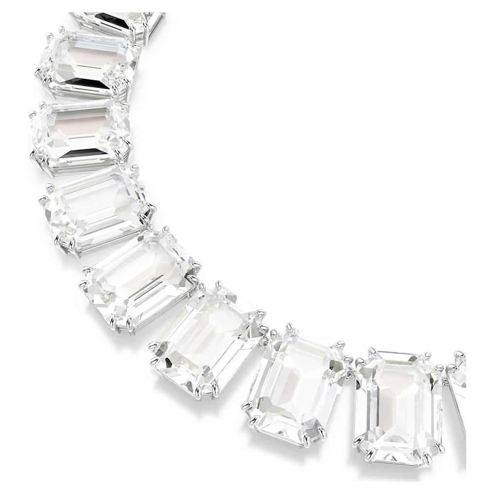 Millenia Tennis necklace, Oversized crystals, Octagon cut, White, Rhodium plated by SWAROVSKI
