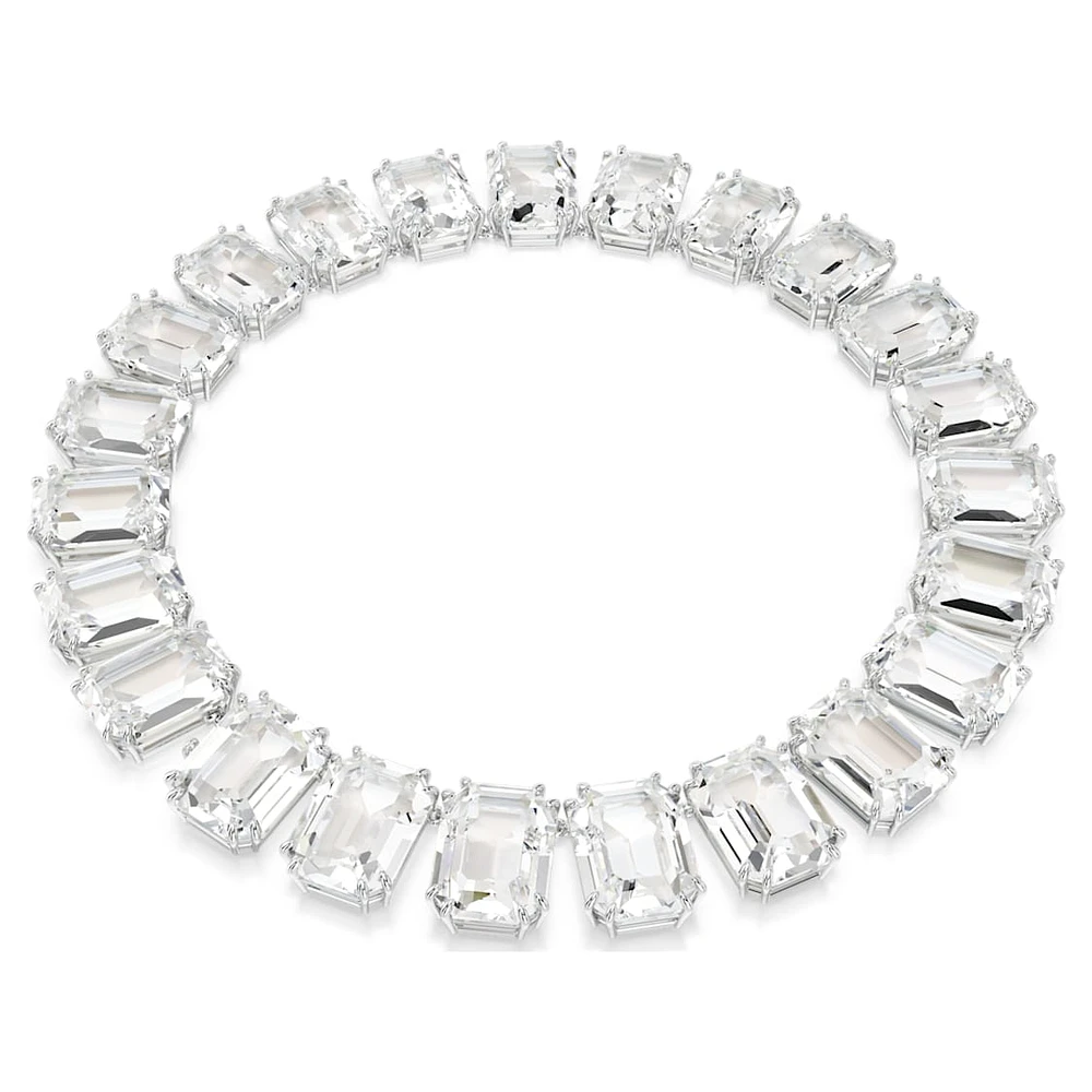 Millenia Tennis necklace, Oversized crystals, Octagon cut, White, Rhodium plated by SWAROVSKI