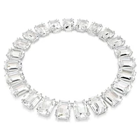 Millenia Tennis necklace, Oversized crystals, Octagon cut, White, Rhodium plated by SWAROVSKI