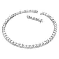 Matrix necklace, Square cut, White, Rhodium plated by SWAROVSKI
