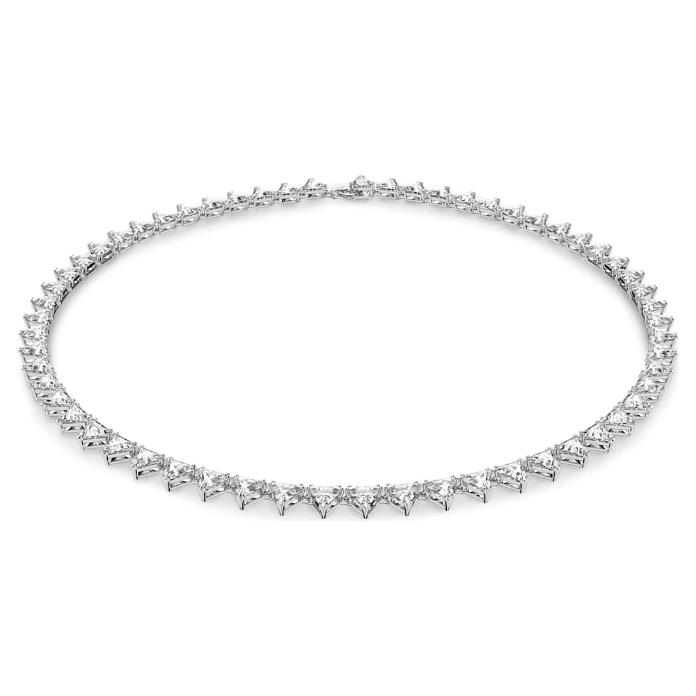 Ortyx Tennis necklace, Triangle cut, White, Rhodium plated by SWAROVSKI