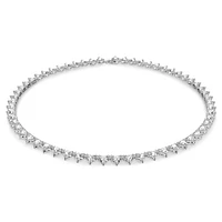 Ortyx Tennis necklace, Triangle cut, White, Rhodium plated by SWAROVSKI