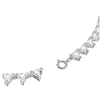 Ortyx Tennis necklace, Triangle cut, White, Rhodium plated by SWAROVSKI