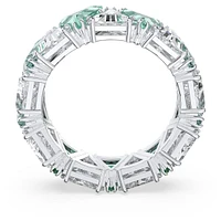 Ortyx cocktail ring, Triangle cut, Green, Rhodium plated by SWAROVSKI