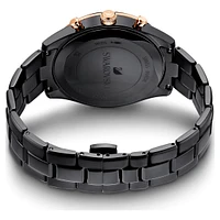 Octea Lux Sport watch, Swiss Made, Metal bracelet, Black, Black finish by SWAROVSKI